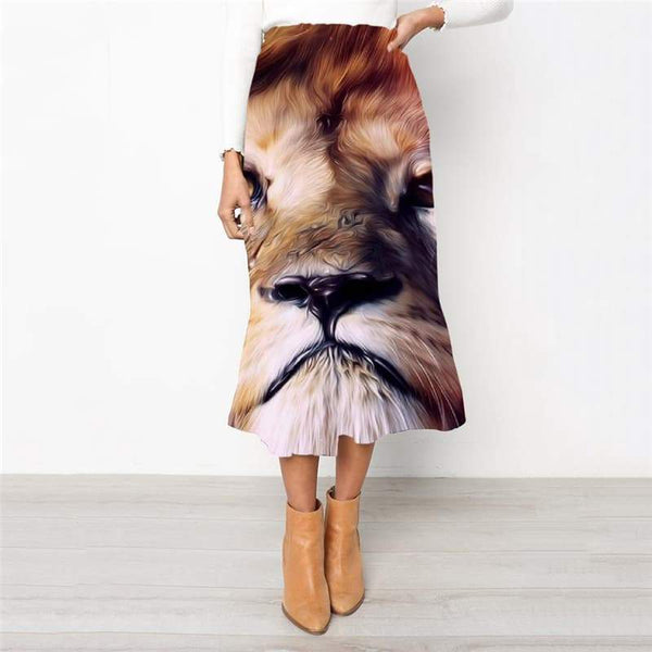 Lion Skirt Women Animal High waist skirts Anime School skirt Colorful Rock Frauen Nebula Skirt Ladies - KYKU
