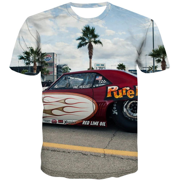 Racing Car T-shirt Men Metal Tshirts Novelty City Tshirts Cool Gray Tshirt Anime Retro T-shirts Graphic