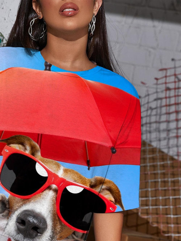 
Dog T-shirt Women Animal Tshirt Printed Hip Hop Gothic Rock Summer
                