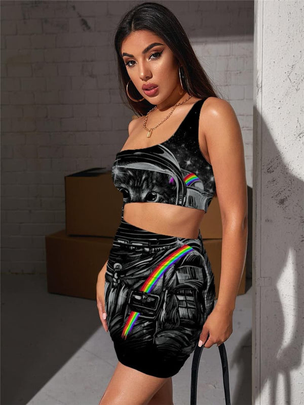 
Cat Dresses Women Animal Vestido Sexy Rainbow Bodycon Dress Womens Clothing
                