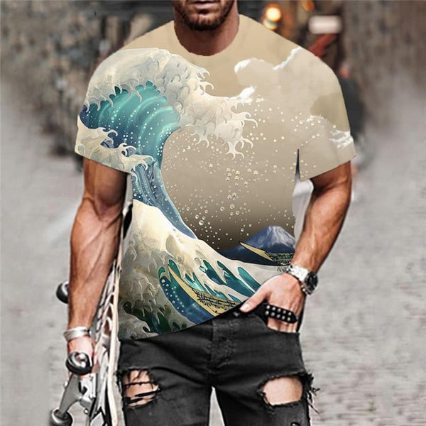 
Waves T-shirt Men Sail Anime Clothes Surf Funny T shirts Ocean Shirt Print
                