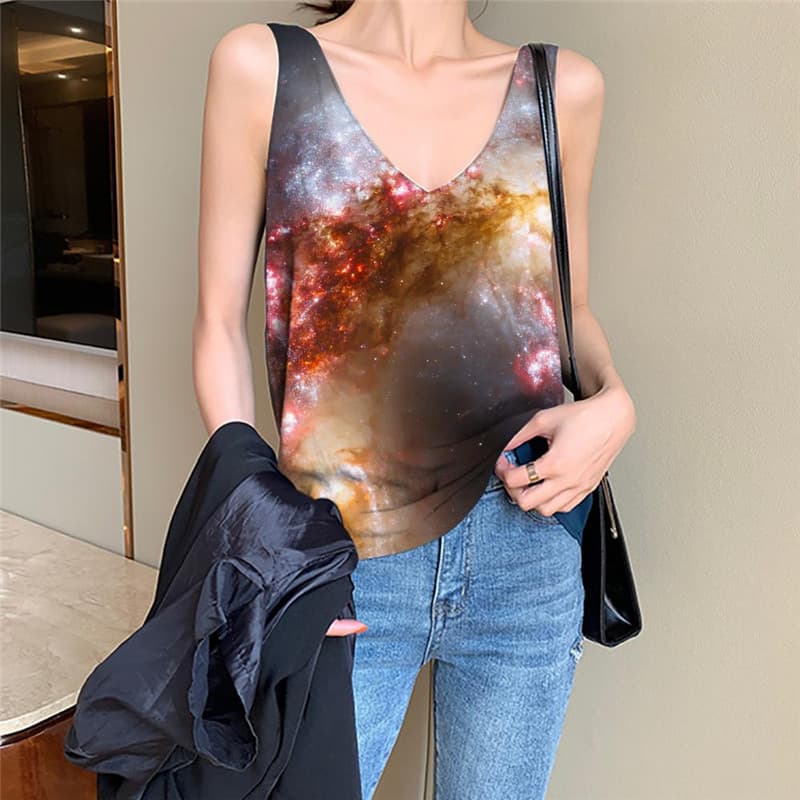 Galaxy Tank Top Women Space Anime Clothes Universe Funny Top Nebula Sleeveless 3d Colorful Tank Tops Casual