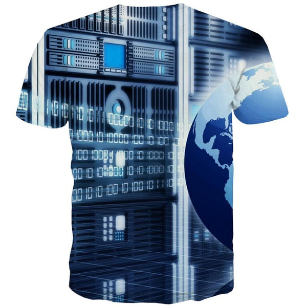 
Digital T shirts Men Computer Tshirts Cool Earth T-shirts Graphic Technology Tshirts Novelty
                