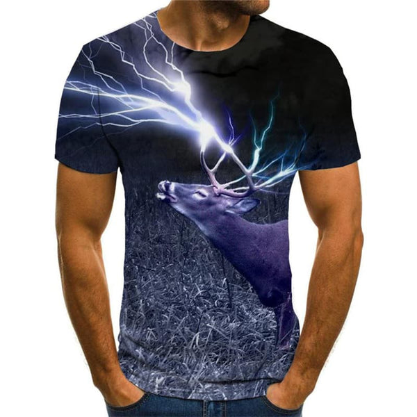 
Deer T shirt Men Animal Anime Clothes Lightning Tshirt Printed Christmas Funny T shirts
                