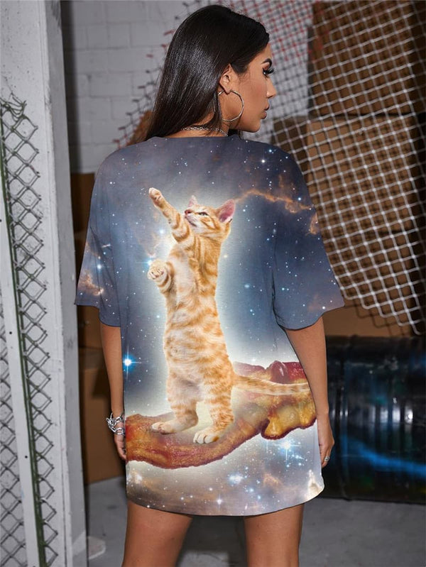 
Cat T Shirt Women Animal T-shirts 3d Galaxy Shirt Print Nebula Tshirt Printed Space Funny T shirts
                