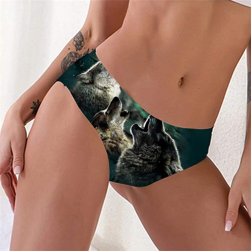 Wolf Panties Women Animal Knickers Anime Pantys Moon Lingerie Female Wolf Pack Underwear - KYKU