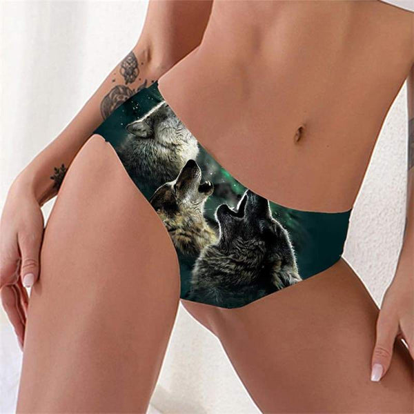 Wolf Panties Women Animal Knickers Anime Pantys Moon Lingerie Female Wolf Pack Underwear - KYKU