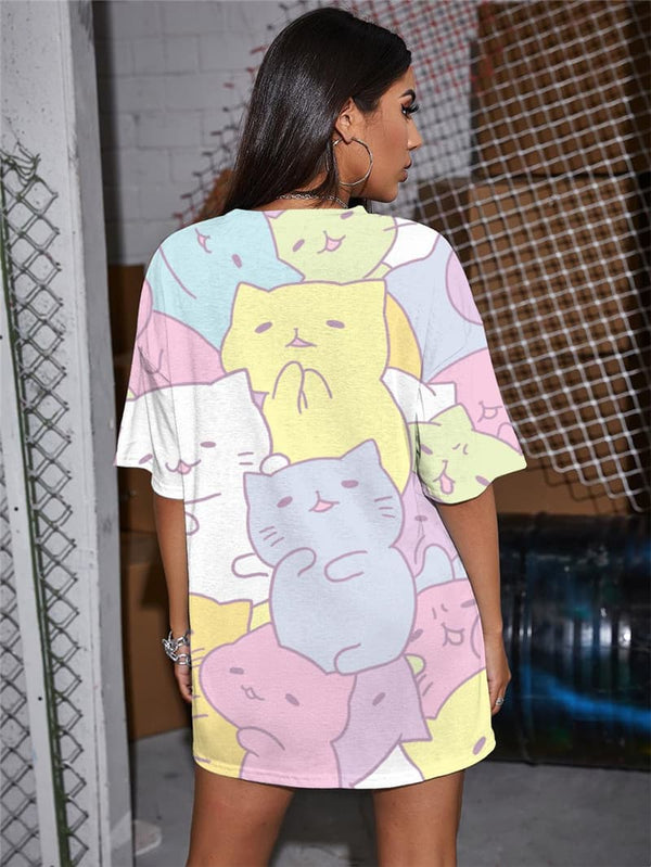 
Cat T Shirt Women Animal Shirt Print Lovely Punk Rock Colorful Summer
                