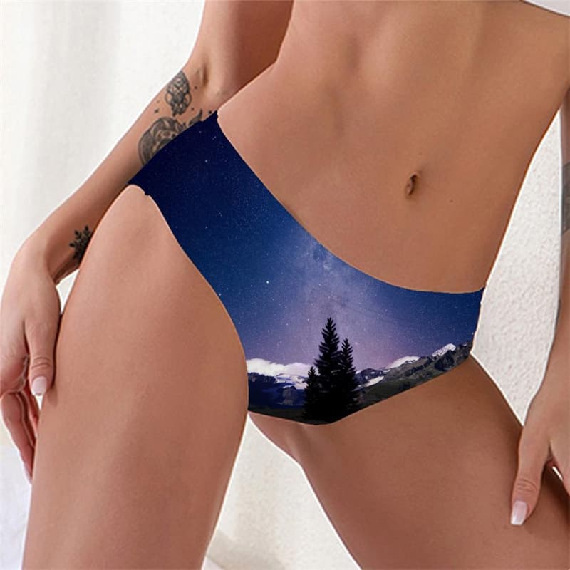 Galaxy Panties Women Space Sexy Universe Seamless Tree Underwear Snow Mountain Pantys