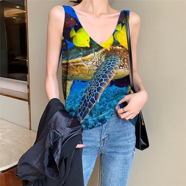 Fish Tank Top Women Animal Sleeveless 3d Tracksuits Tank Tops Casual Ocean Vest Print Turtle Anime Clothes