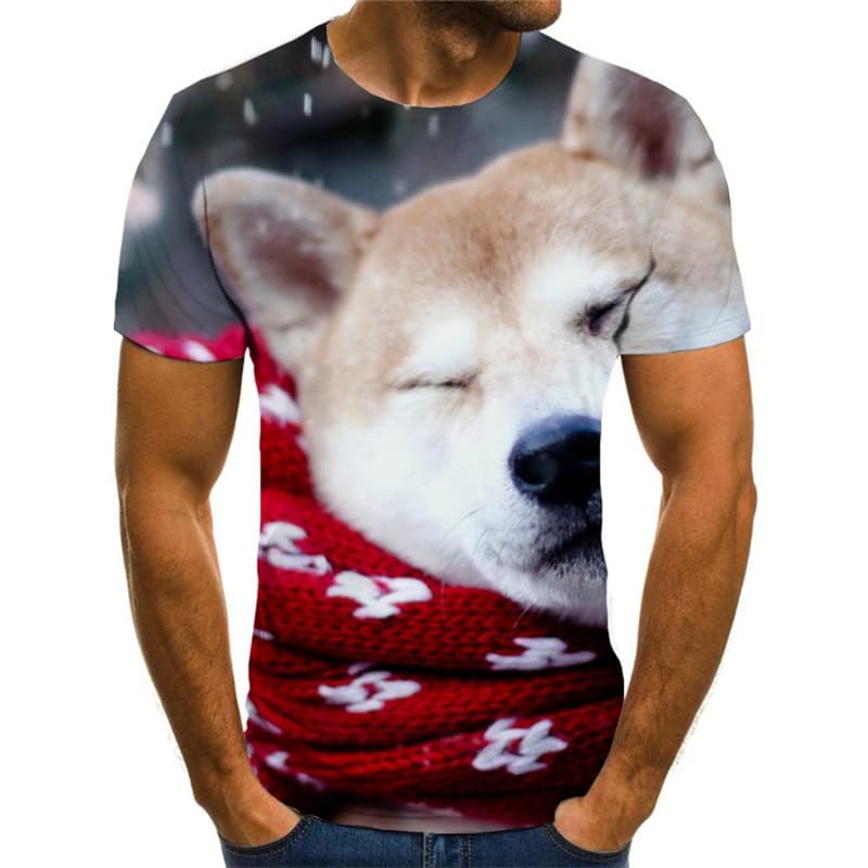 Christmas T shirts Men New Year Tshirts Cool Animal Tshirt Anime New Year Tshirt Printed Lovely T-shirts Graphic