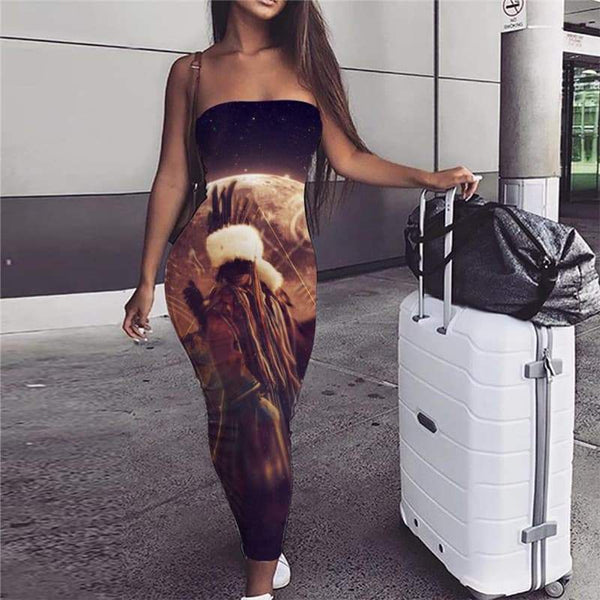 Indios Dress Women Galaxy Bodycon Dress Space sleeveless Womens Clothing Casual - KYKU