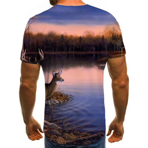 
Deer T shirt Men Animal Shirt Print Landscape Tshirts Casual Christmas Funny T shirts
                