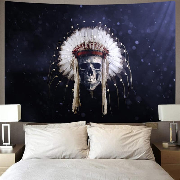 
Skull Tapestry Punk Tapestries Indian Wall Tapestry Feather Rug Wall
                