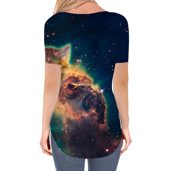 
Cat T-shirt women Animal Funny T shirts Galaxy V-neck Tshirt Space Tshirts Printed Universe Shirt Print
                