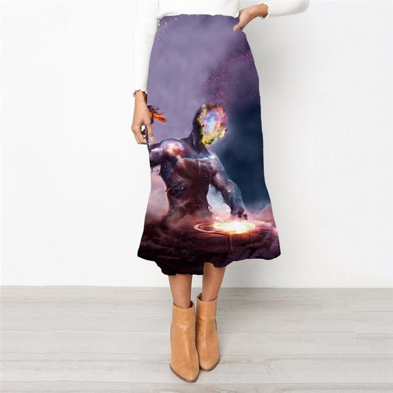 Galaxy Skirts Women Space High waist skirts Universe Rock Frauen Art School skirt Flame Skirt Ladies