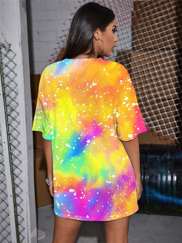 
Tie Dye T-shirt Women Gradient Shirt Print Colorful Summer Harajuku Gothic
                