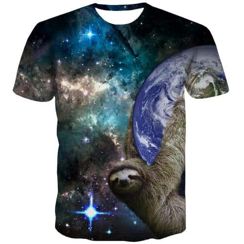 Galaxy T shirts Men Earth Tshirt Anime Space Tshirts Casual Animal Tshirts Novelty Universe Tshirt Printed - KYKU
