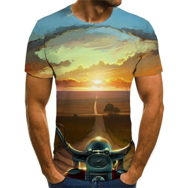 
Motorcycle T-shirt Men Landscape T-shirts 3d Cloud Shirt Print Harajuku Anime Clothes
                