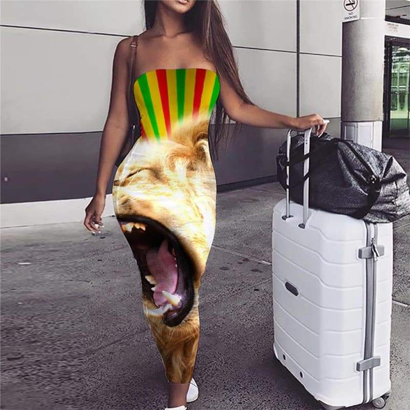 Lion Dress Women Animal Ladies Dresses Anime 3d Print Abstract Boho Hilarious Party - KYKU