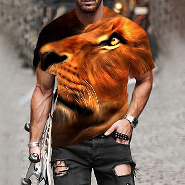 
Lion T-shirt Men Animal Tshirts Casual Abstract T-shirts 3d Street Tshirt Printed
                