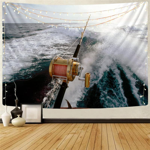 Fishing Tapestry Ocean Rug Wall Waves Home Tapestrys Hip Hop Tapestries Decor