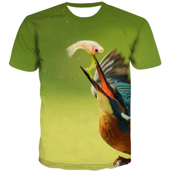 fishing T-shirt Men fish Tshirt Printed bird Tshirt Anime Short Sleev