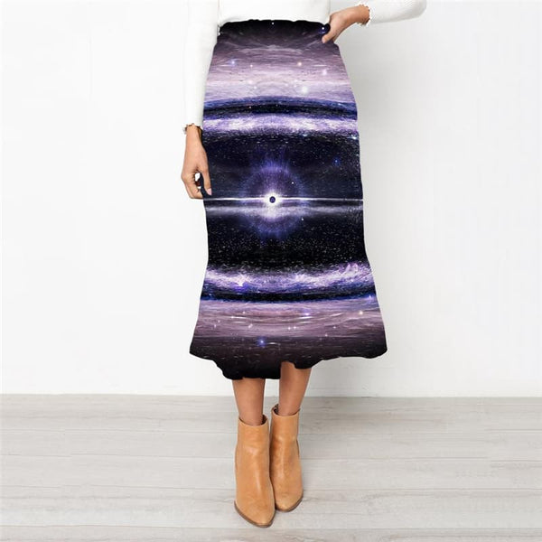 
Galaxy Skirt Women Space Skirt Ladies Universe Rock Frauen Black Hole School skirt
                