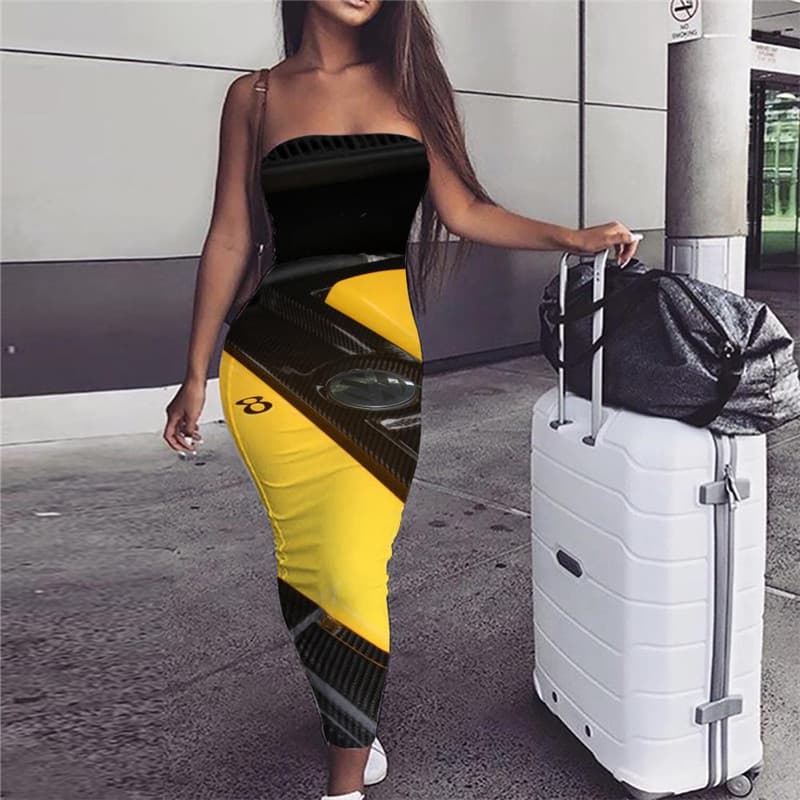 Metal Dress Women Engine sleeveless Gear Bodycon Dress Engine Sundress