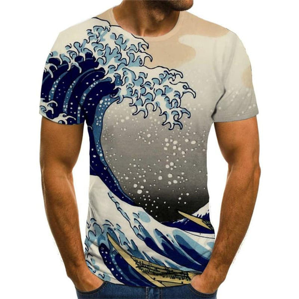 
Surf T shirt Men Waves Anime Clothes Ocean Shirt Print Sail Funny T shirts
                