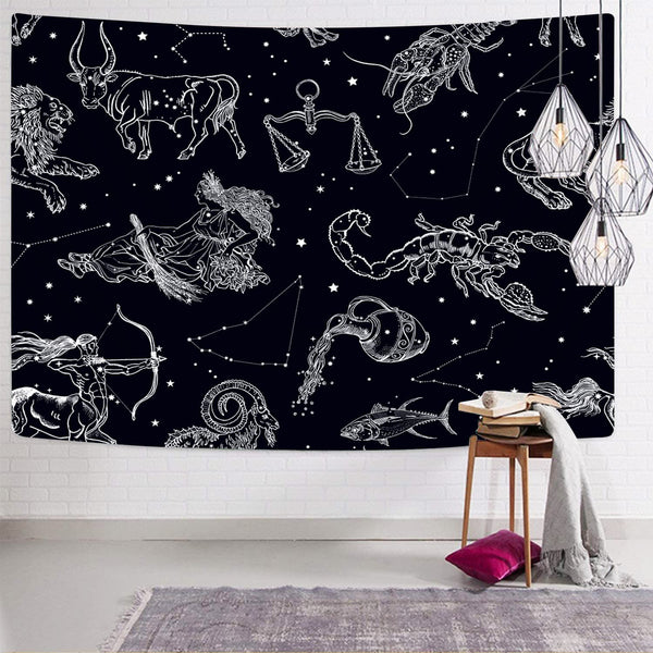 
constellation Tapestry star Tenture Mandala 12 constellations Wall Tapestry black Tapestries Zodiac Home Tapestrys Divination Rug Wall Fortune undefined lucky undefined
                