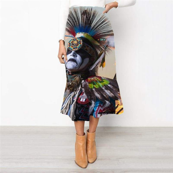 Indios Skirts Women Feather School skirt Colorful High waist skirts  Rock Frauen Metal Skirt Ladies - KYKU