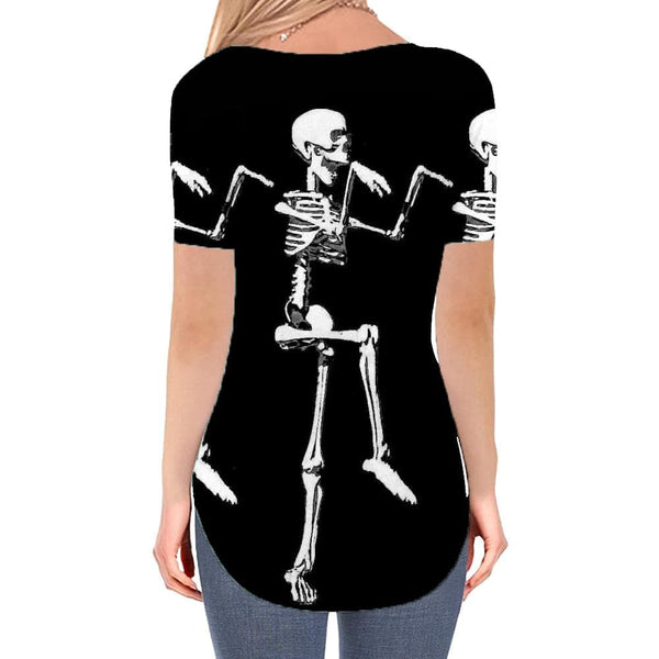 
Skull T Shirt Women Skeleton Shirt Print Dancing V-neck Tshirt Funny T-shirts 3d
                