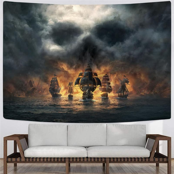 
Skull Tapiz Punk Tapestries Cloud Home Tapestrys Pirate Tenture Mandala Captain Rug Wall
                