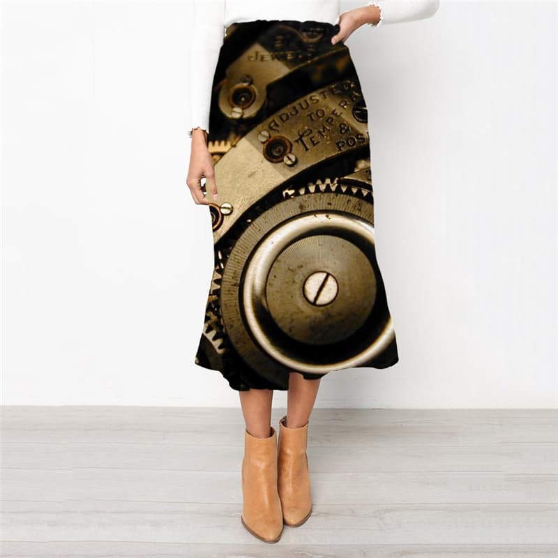 Metal Skirt Women Engine School skirt Gear Skirt Ladies Hip Hop High waist skirts