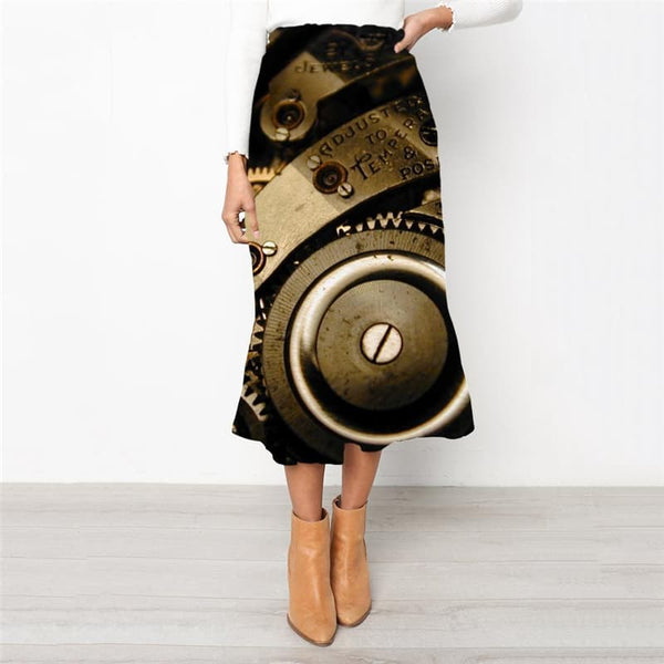 Metal Skirt Women Engine School skirt Gear Skirt Ladies Hip Hop High waist skirts