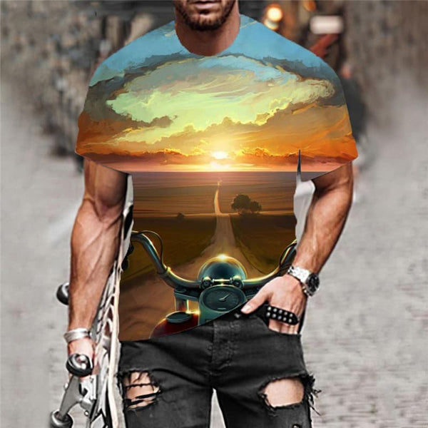 
Motorcycle T-shirt Men Landscape T-shirts 3d Cloud Shirt Print Harajuku Anime Clothes
                