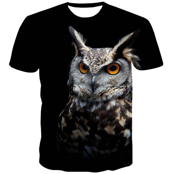 Animal T shirts Men Owl Tshirts Cool Ferocious Shirt Print Harajuku T-shirts 3d Hip Hop Tshirt Printed - KYKU