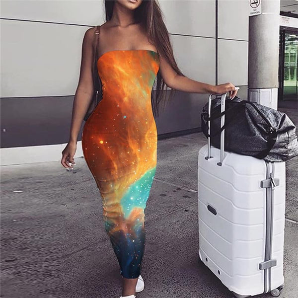 Galaxy Dress Women Space Boho Universe Sundress Colorful Vestido Sexy Nebula Ladies Dresses