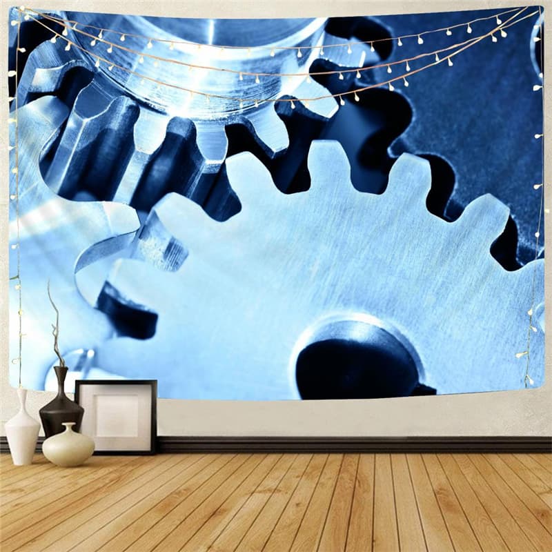 Metal Tapestry Engine Tenture Mandala Gear Rug Wall Punk Rock Home Tapestrys