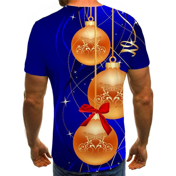 
Christmas T-shirt Men New Year Tshirt Printed Blue Tshirts Casual Party Shirt Print
                