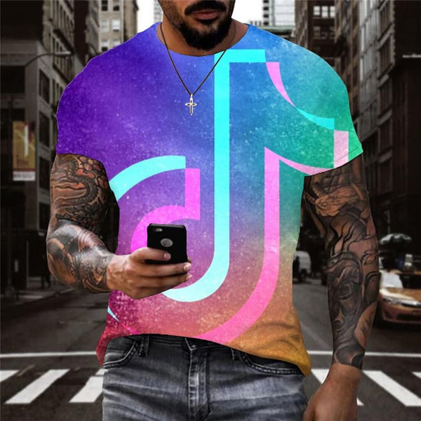 Douyin T shirt Men Galaxy Tshirt Printed Music Tshirts Casual Colorful Anime Clothes