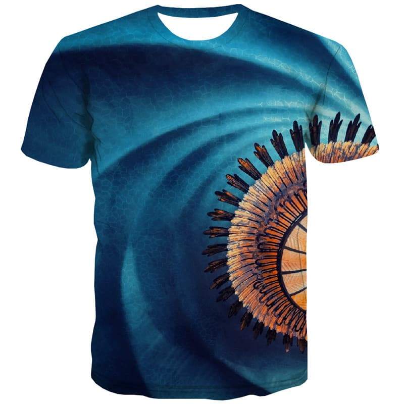 Abstract T shirts Men Psychedelic Tshirt Anime Blue Shirt Print Harajuku Tshirts Casual - KYKU