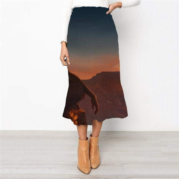Indios Skirts Women Sunset High waist skirts Landscape Skirt Ladies Mountain Rock Frauen - KYKU