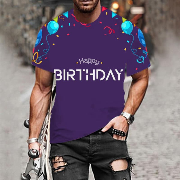 
Happy Birthday T-shirt Men Colorful T-shirts 3d Balloon Shirt Print Ribbon Funny T shirts
                