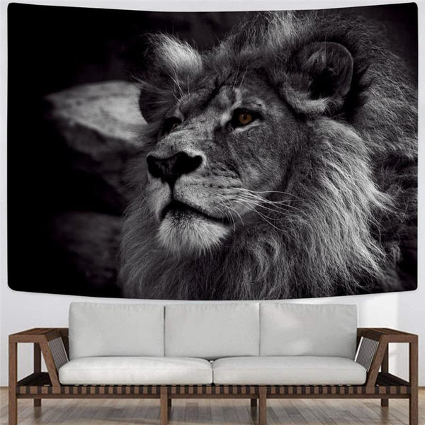 
Lion Tapiz Animal Wall Tapestry Anime Rug Wall Black Tapestries Cartoon Tenture Mandala
                