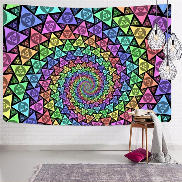 
Geometric Tapiz Psychedelic Rug Wall Vortex Home Tapestrys Triangle Tapestries
                