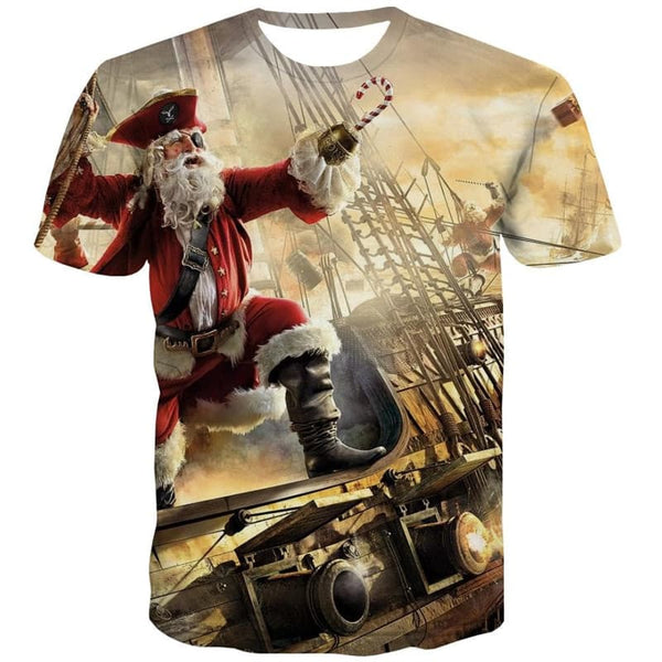 
Santa Claus T-shirt Men Sail Funny T shirts Deer Anime Clothes Christmas Shirt Print
                
