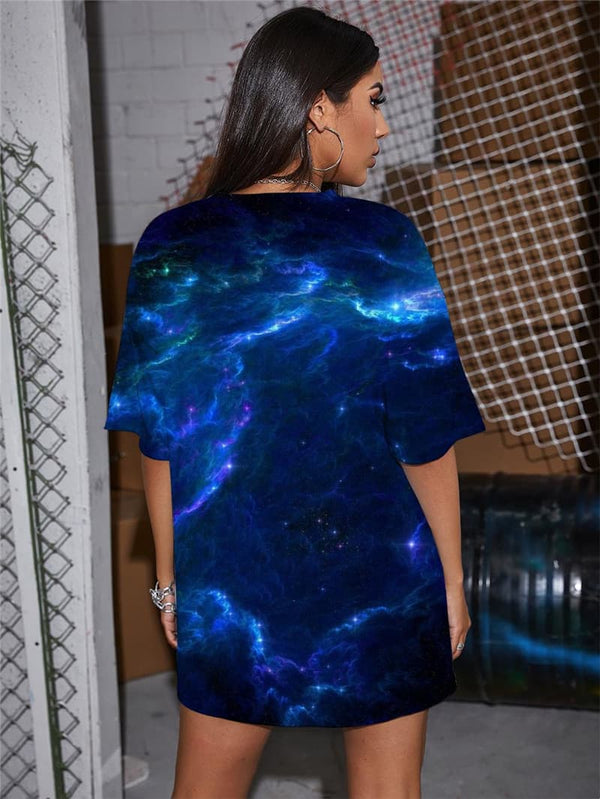 
Galaxy T-shirt Women Nebula Summer Space Shirt Print Harajuku Punk Rock
                