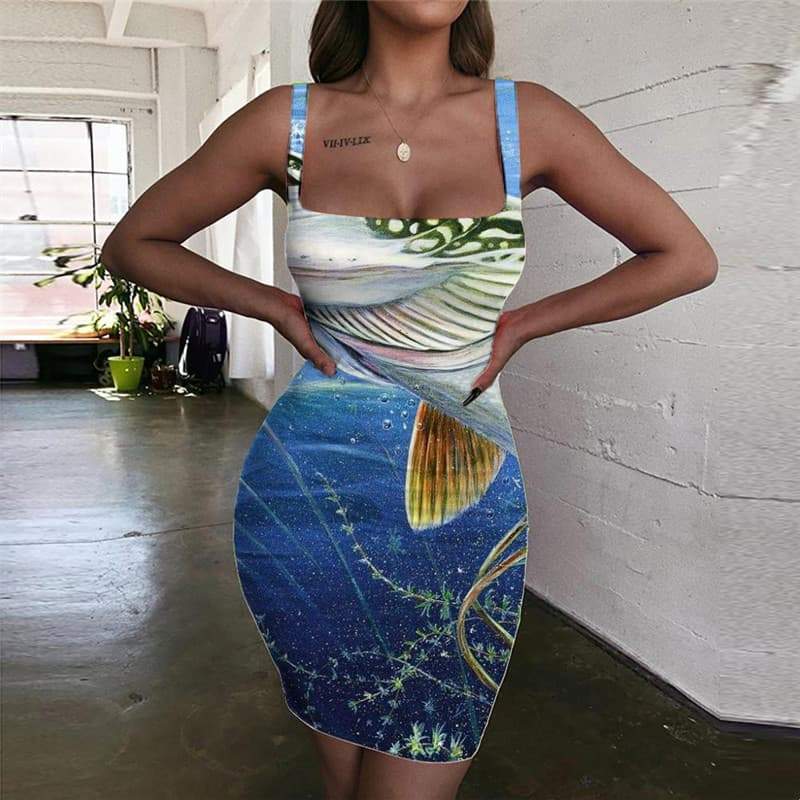 Ocean Dresses Women Fishing Ladies Dresses Funny Sundress Womens Clothing Summer - KYKU